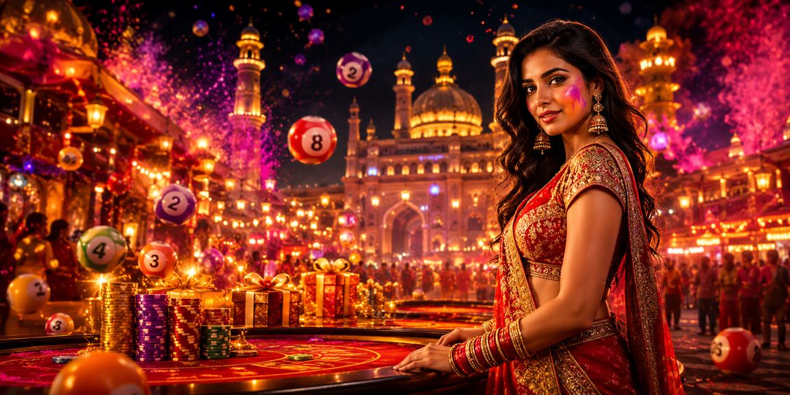 Players enjoying lottery and casino atmosphere during Holi festival in Lucknow