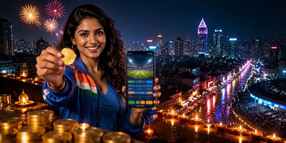 Colorful Diwali festival celebrations in Mumbai with cricket betting atmosphere